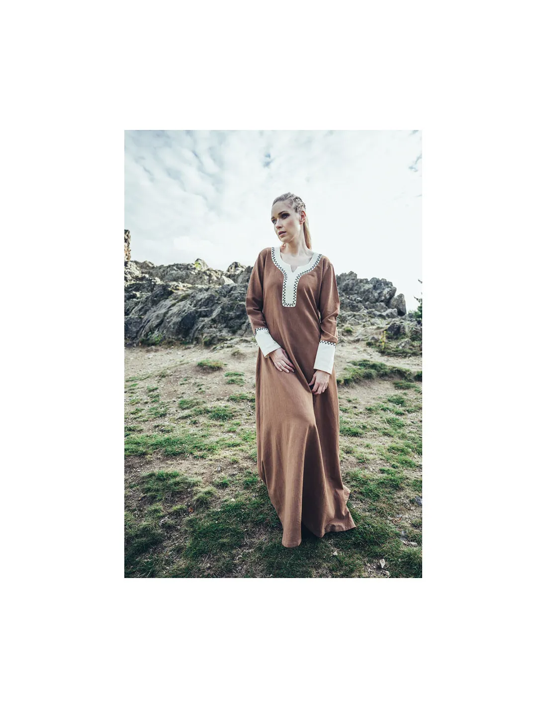 Vestido vikingo largo Freya, color arena