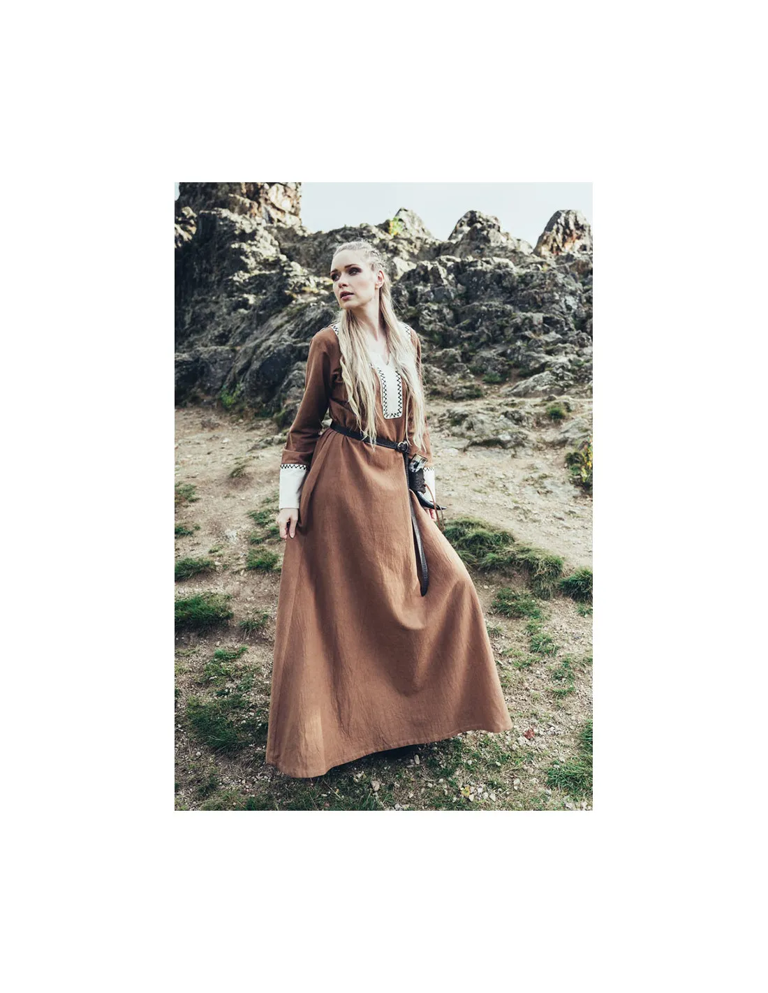 Vestido vikingo largo Freya, color arena