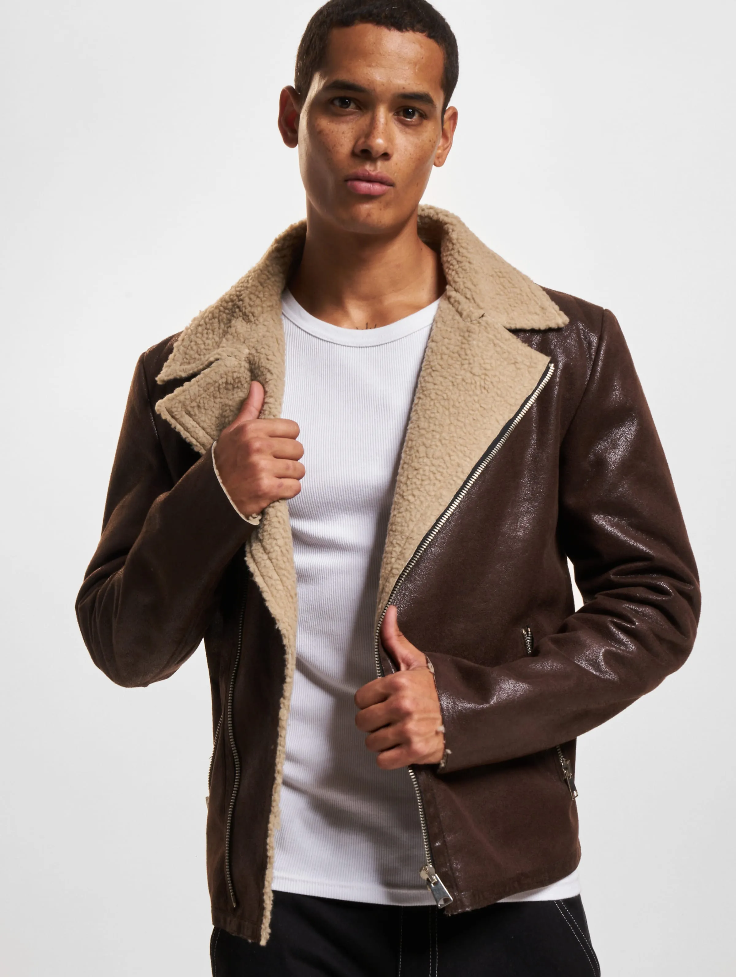 VSCT Clubwear VSCT Clubwear Sheepskin Biker Jacket