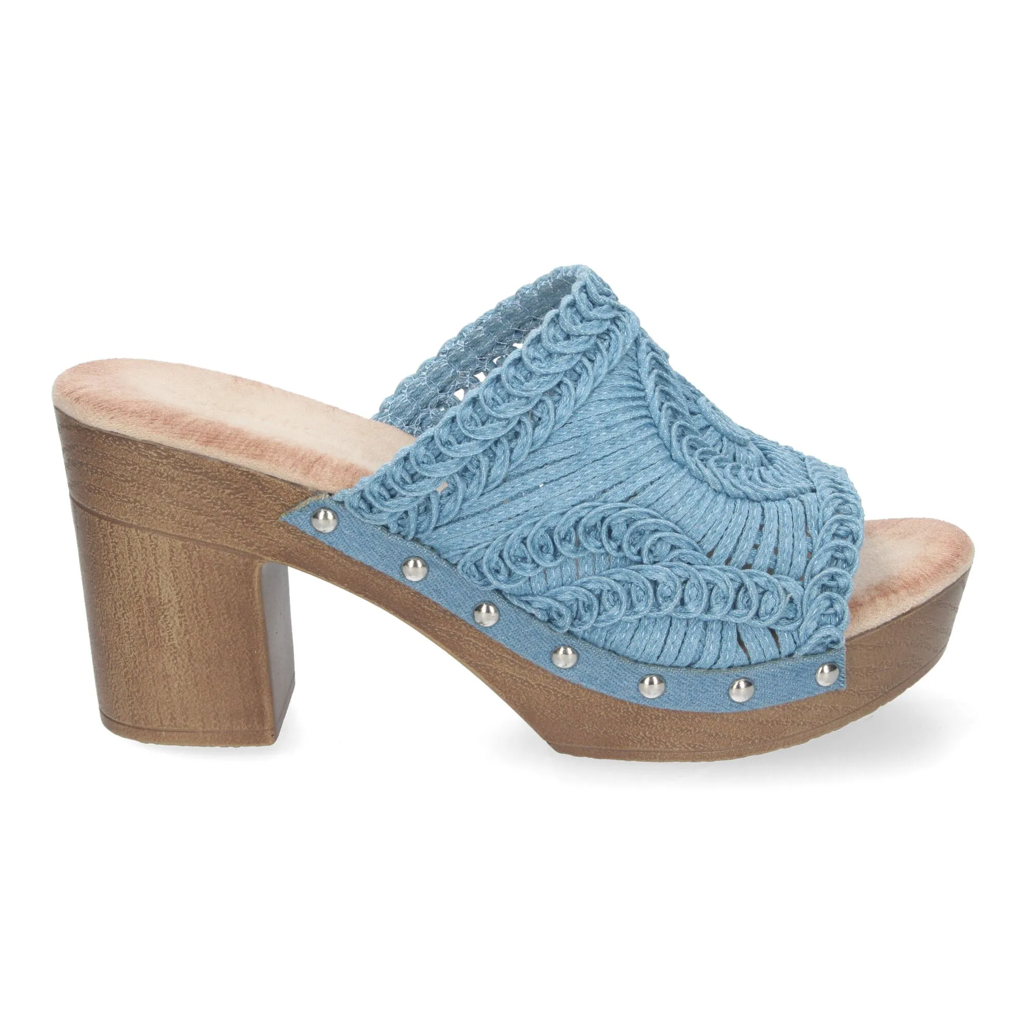 ZUECOS DE TACóN CóMODO PARA MUJER COLOR AZUL DB3178