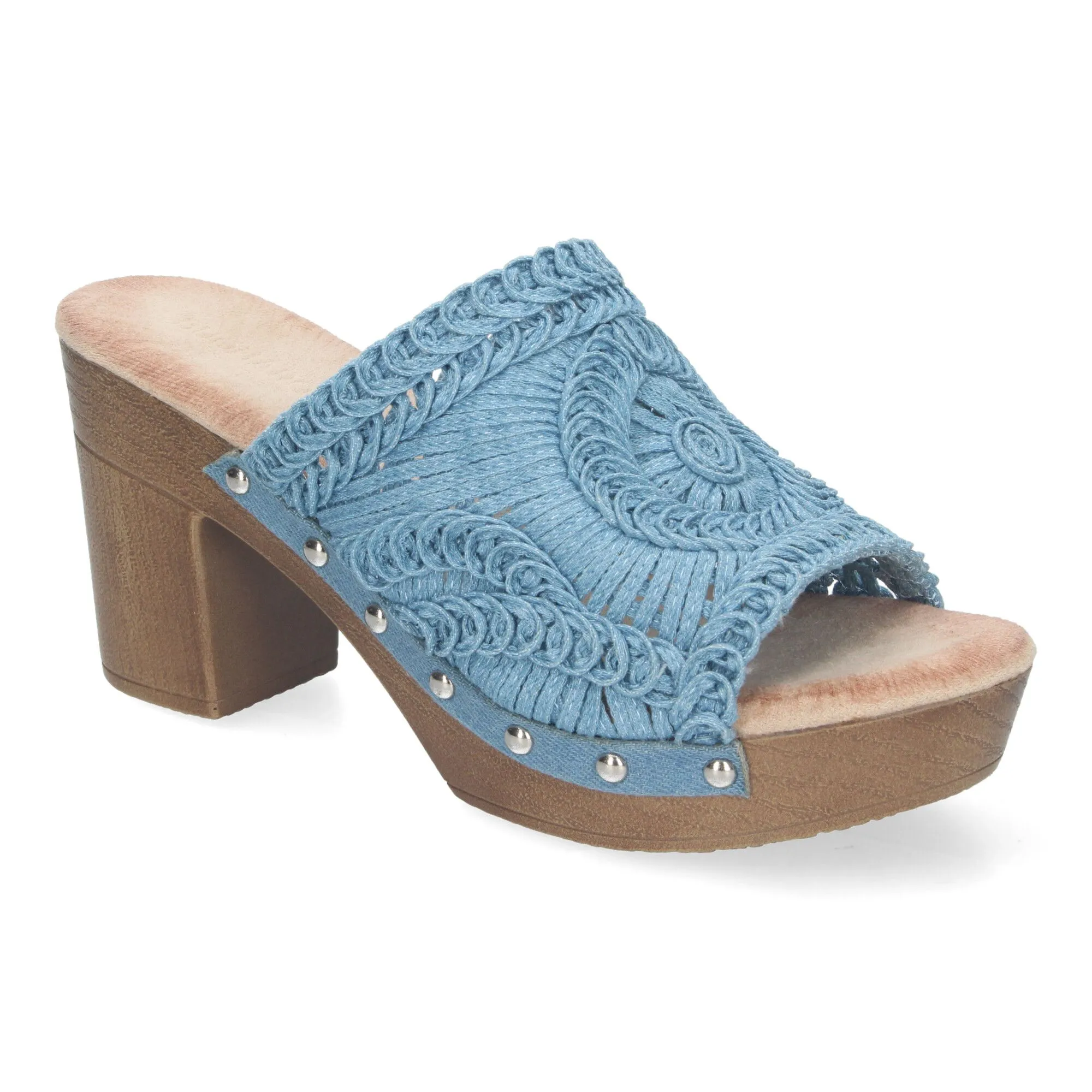 ZUECOS DE TACóN CóMODO PARA MUJER COLOR AZUL DB3178