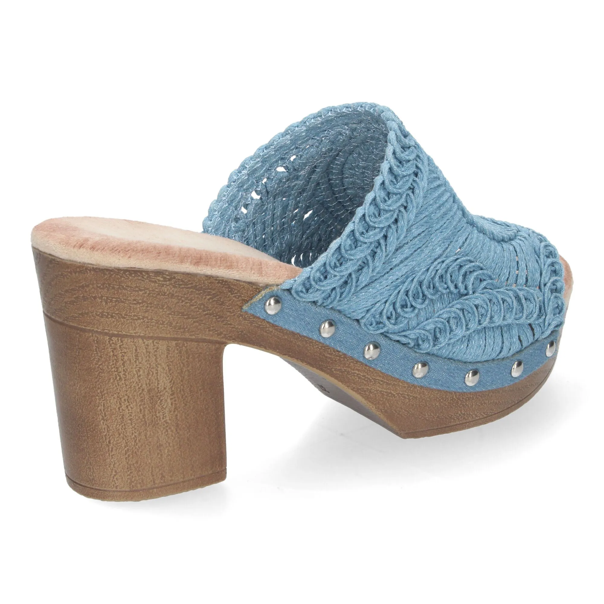 ZUECOS DE TACóN CóMODO PARA MUJER COLOR AZUL DB3178
