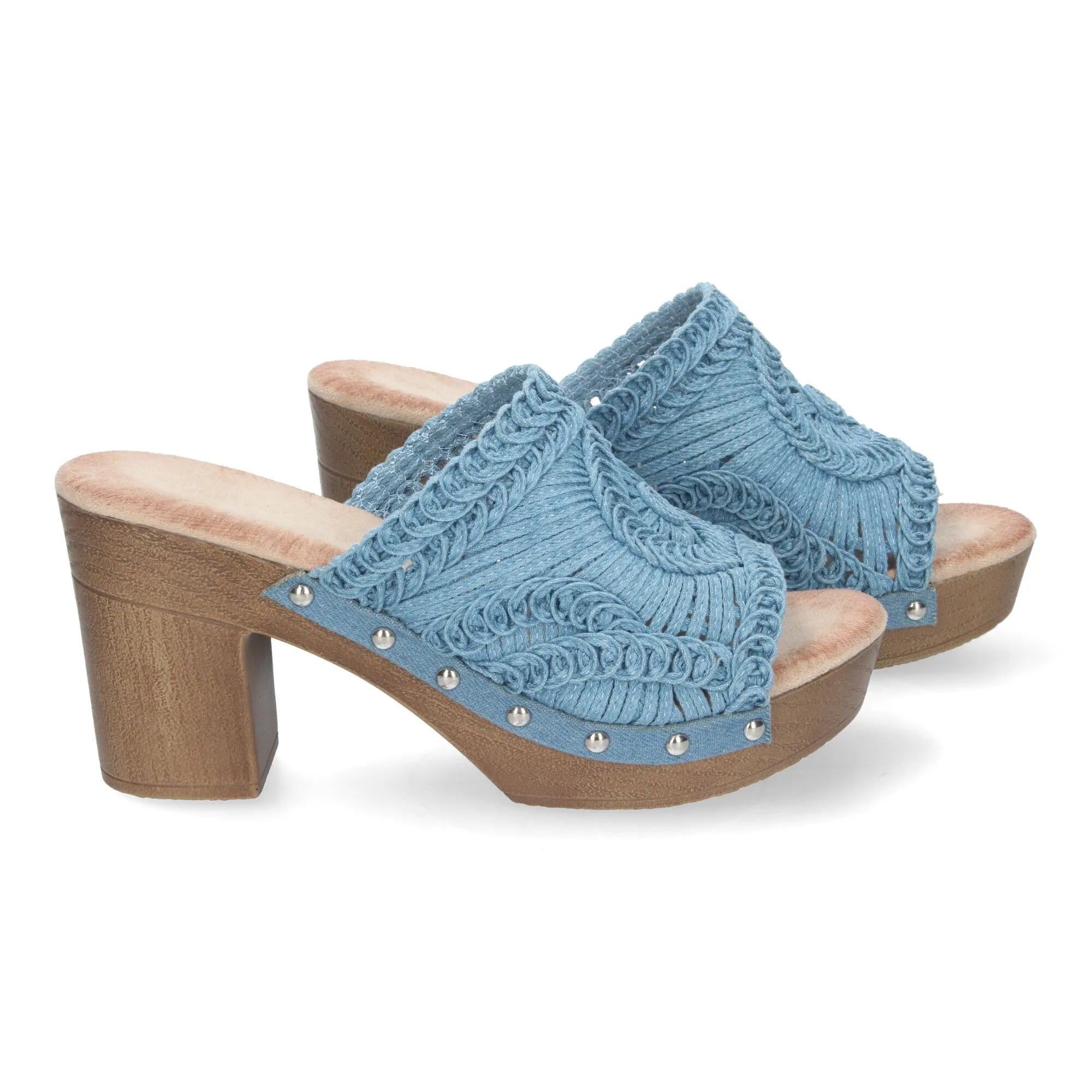 ZUECOS DE TACóN CóMODO PARA MUJER COLOR AZUL DB3178